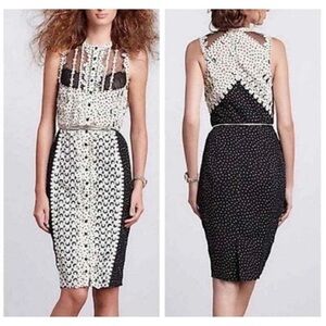 EUC Anthropologie Beguile by Byron Lars Lasercut Sheath Dress Sleeveless Size 10
